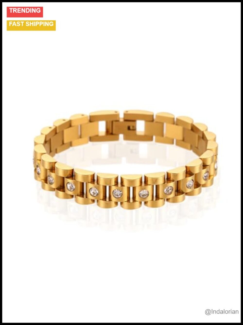 18K Gold Plated Stainless Steel Link Bracelet for Women